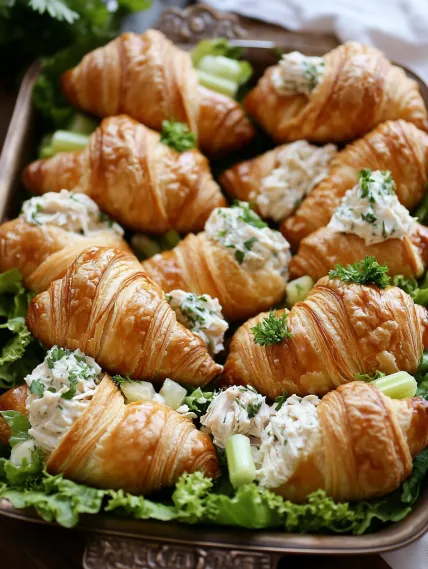 A tray of food with a variety of items including a croissant.