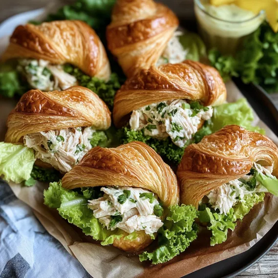 A plate of food with a salad and croissants.