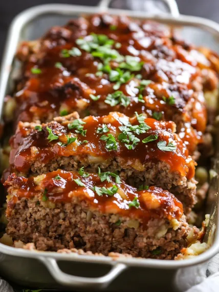 A pan of meat with gravy.