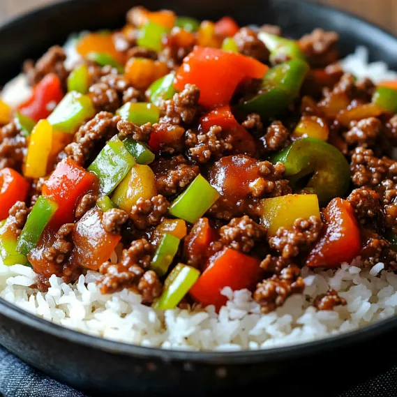 A bowl of rice with meat and vegetables.