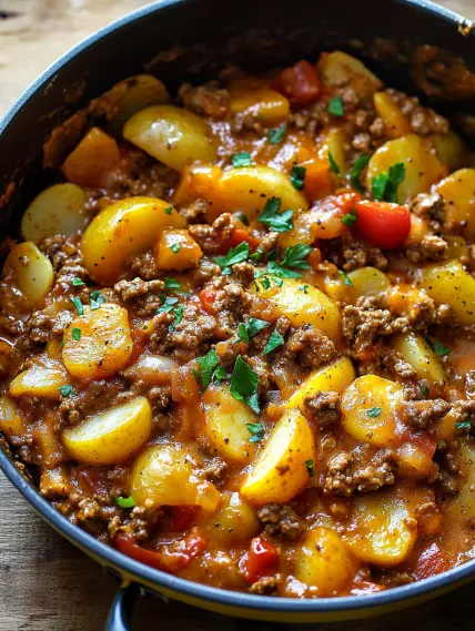 A bowl of meat and vegetables.