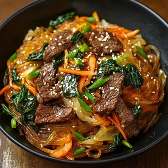 A bowl of noodles with meat and vegetables.