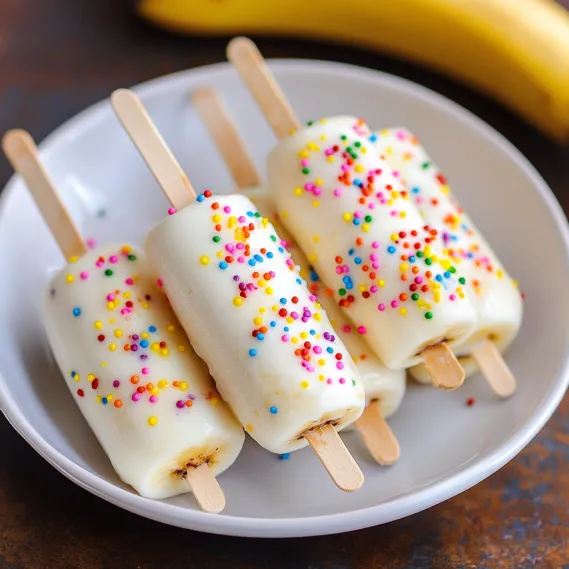 A plate of popsicles with sprinkles.