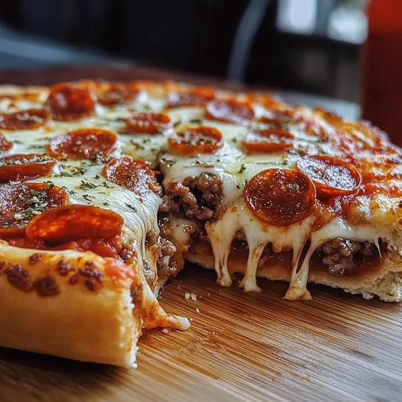 A slice of pizza with pepperoni and cheese.