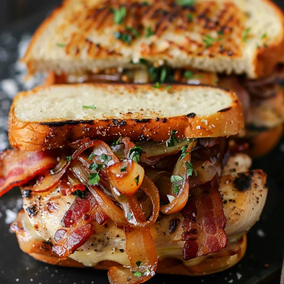 Bacon, lettuce, and onion sandwich.