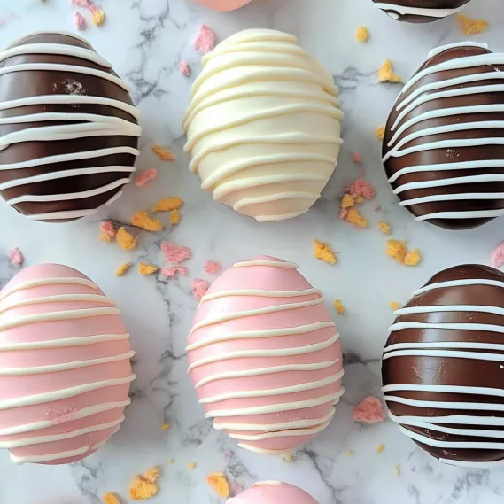 A table with a variety of candy eggs.