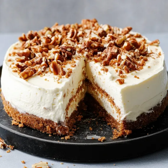 A single cake slice topped with walnuts.