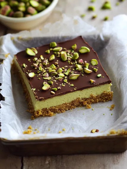 A slice of chocolate cake with almonds on top.