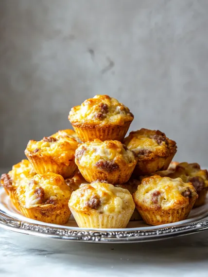 A stack of muffins on a plate.