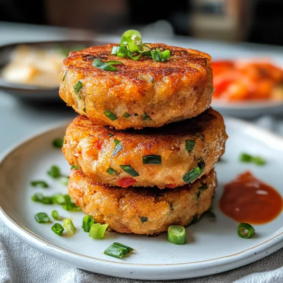 Three patties of meat with green toppings.