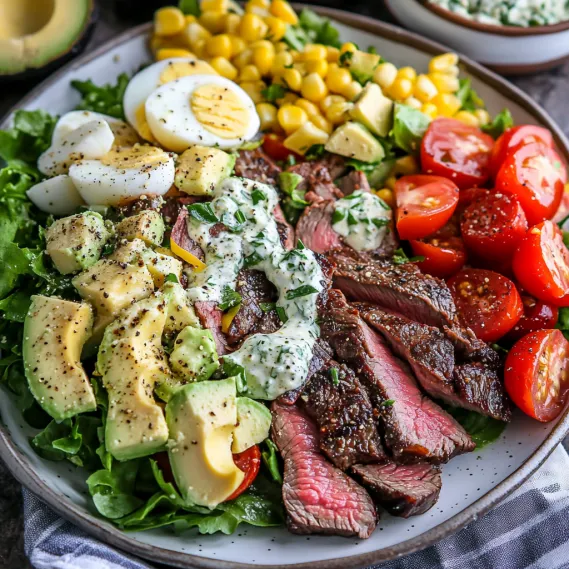 A plate of food with meat, vegetables, and a salad.