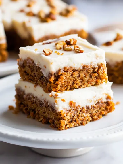 A slice of cake with nuts on top.