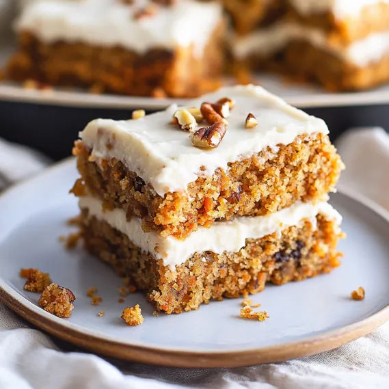 A slice of carrot cake on a plate.