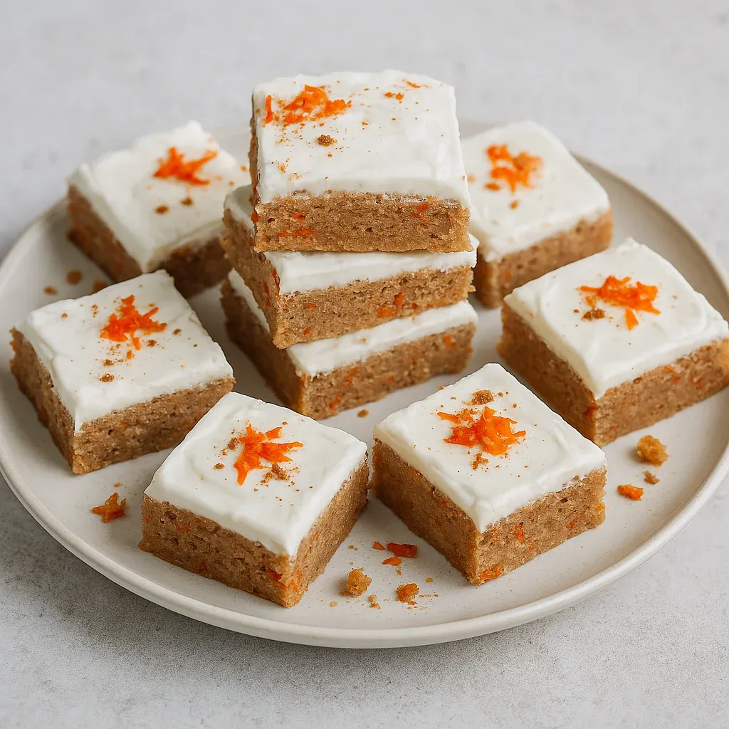 A plate of cake with orange swirls on top.