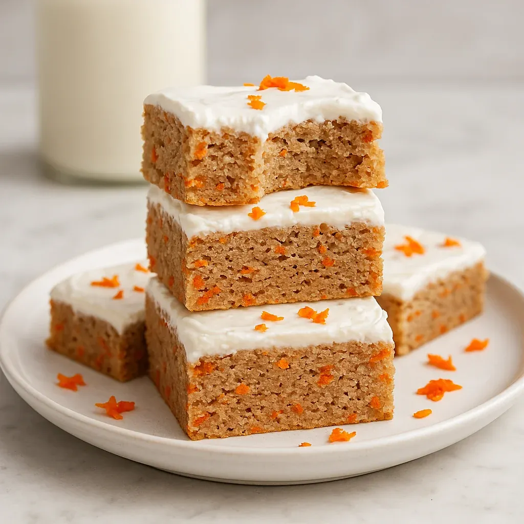 A stack of orange and white cake slices.