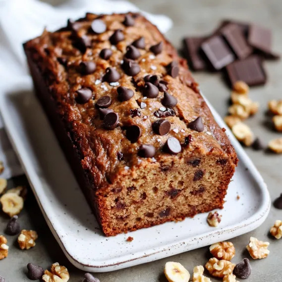 A loaf of bread with chocolate chips and nuts.