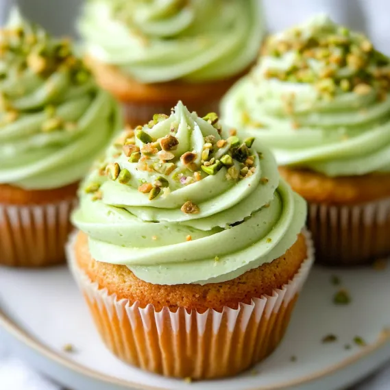 Three decorated cupcakes on a plate.