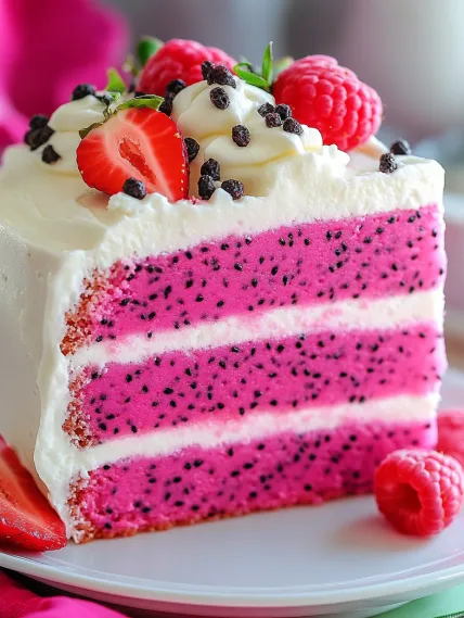 Beautiful Pink Dragon Fruit Layered Cake