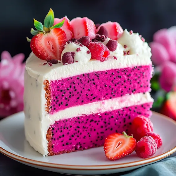 Mouth-watering Pink Dragon Fruit Layer Cake