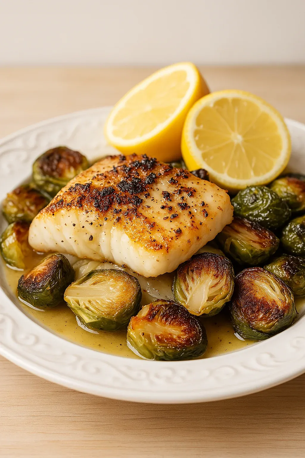 A plate of food with fish and vegetables.