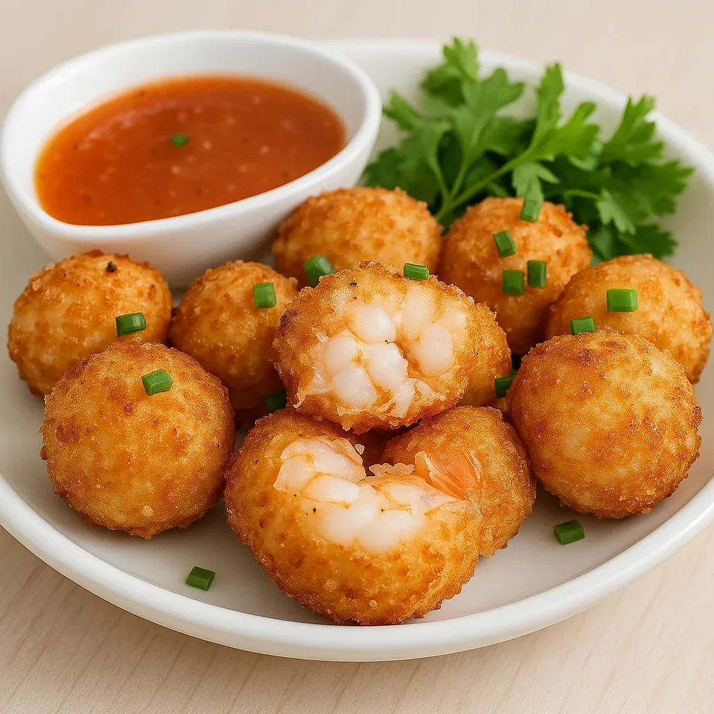 A bowl of shrimp and sauce.