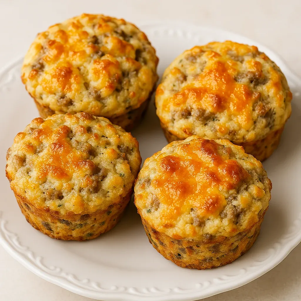 A plate of muffins with cheese.
