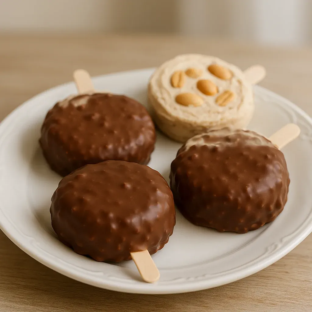 A delicious frozen dessert with chocolate and peanut butter.