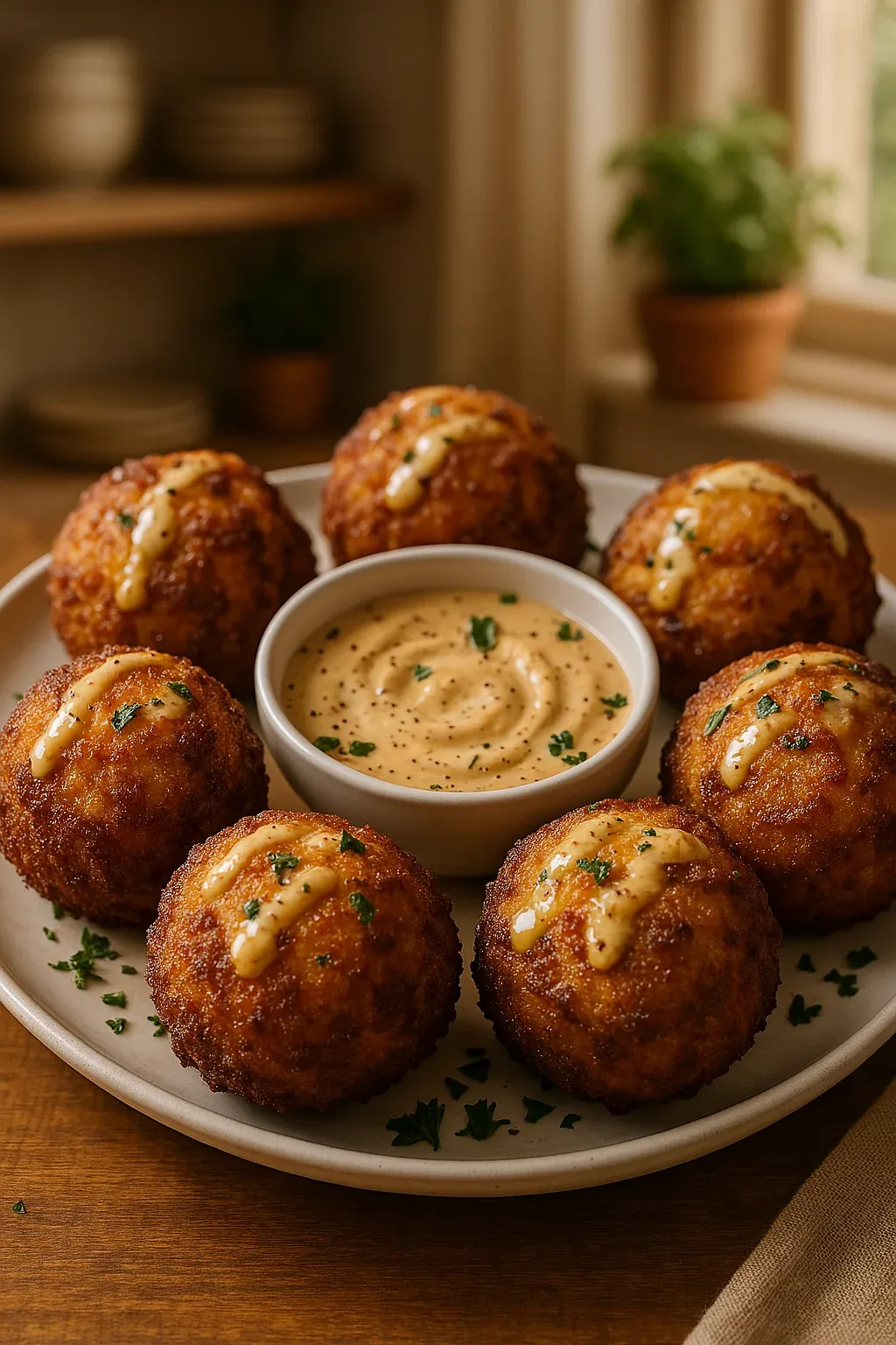 A plate of food with a bowl of sauce.