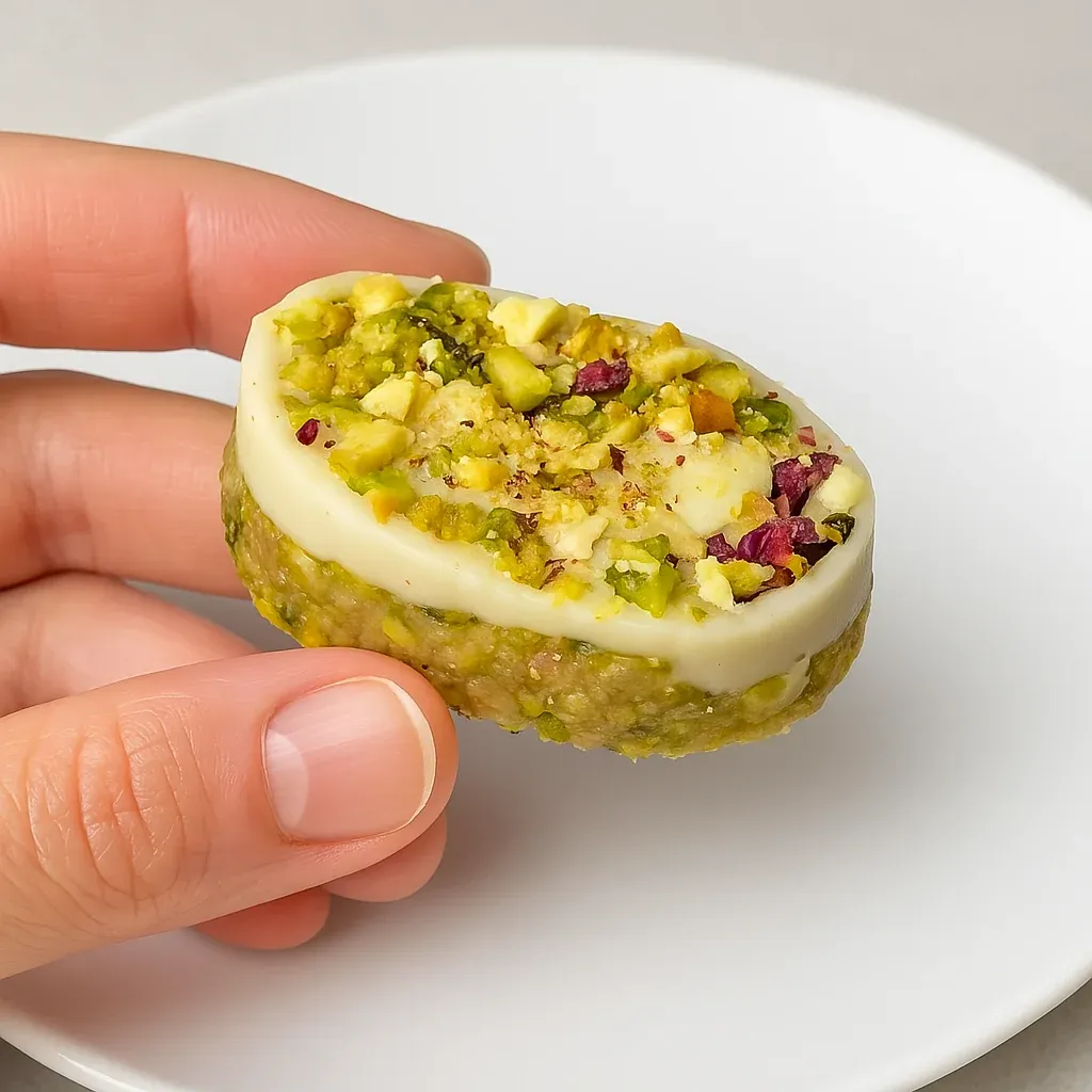 A hand holding a mini dessert.