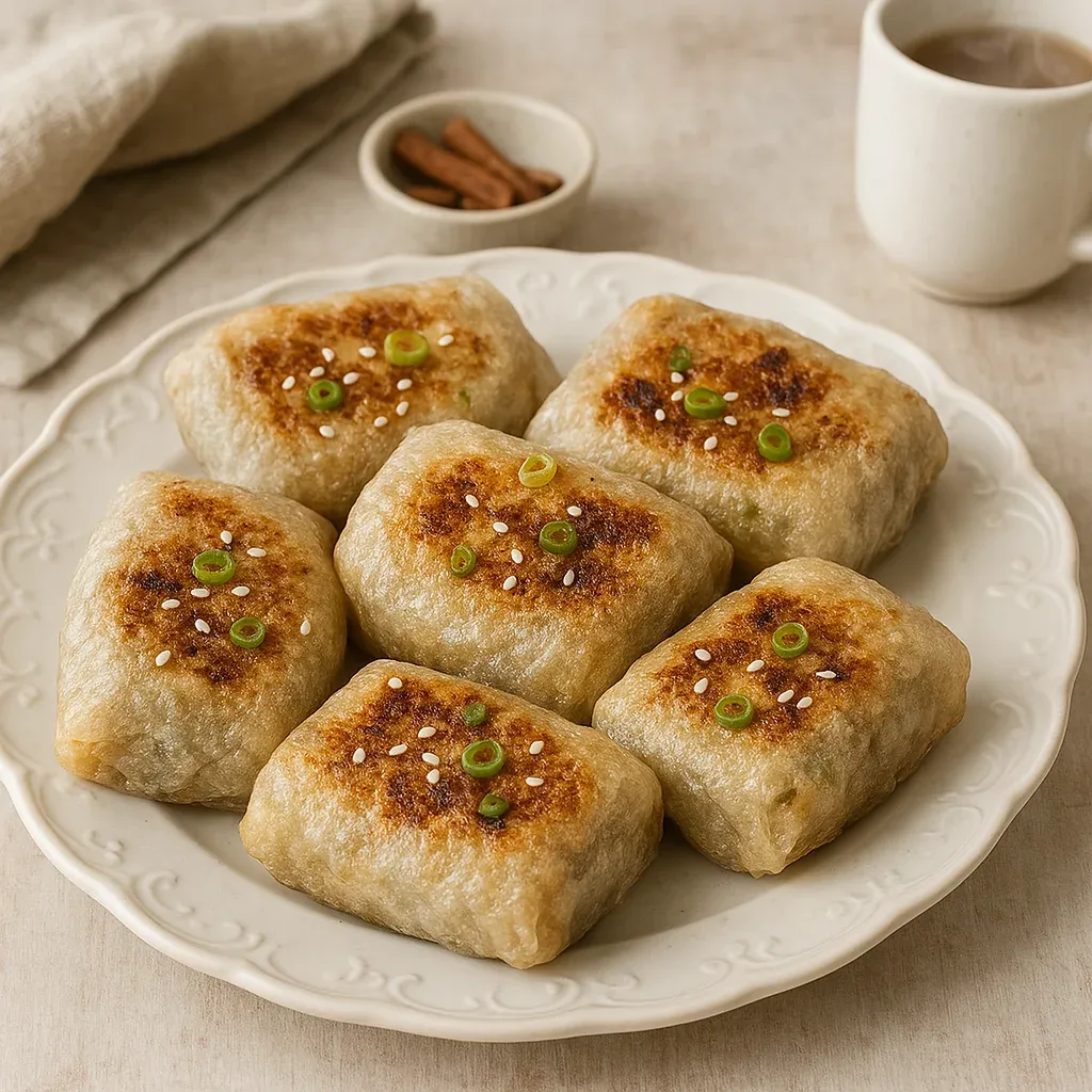 A plate of food with green onions on top.