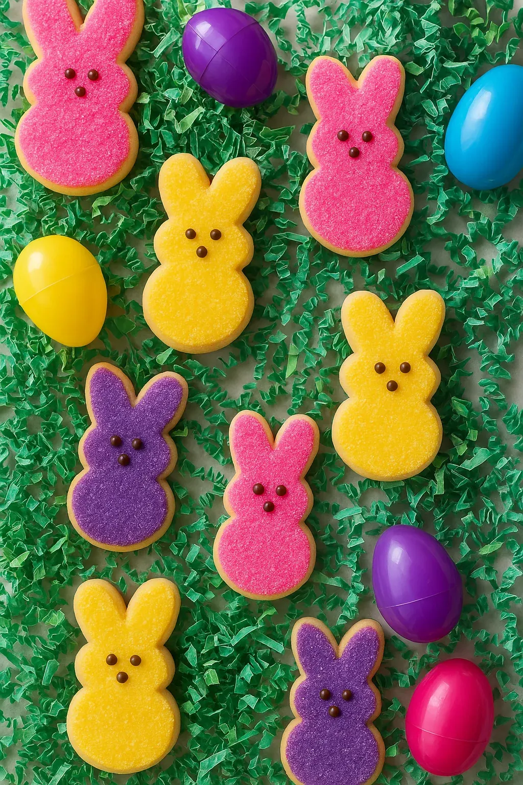 Cookies with bunny ears and eyes.