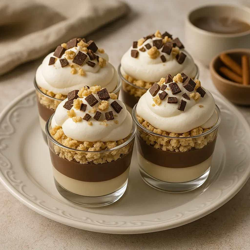 Four desserts on a plate.