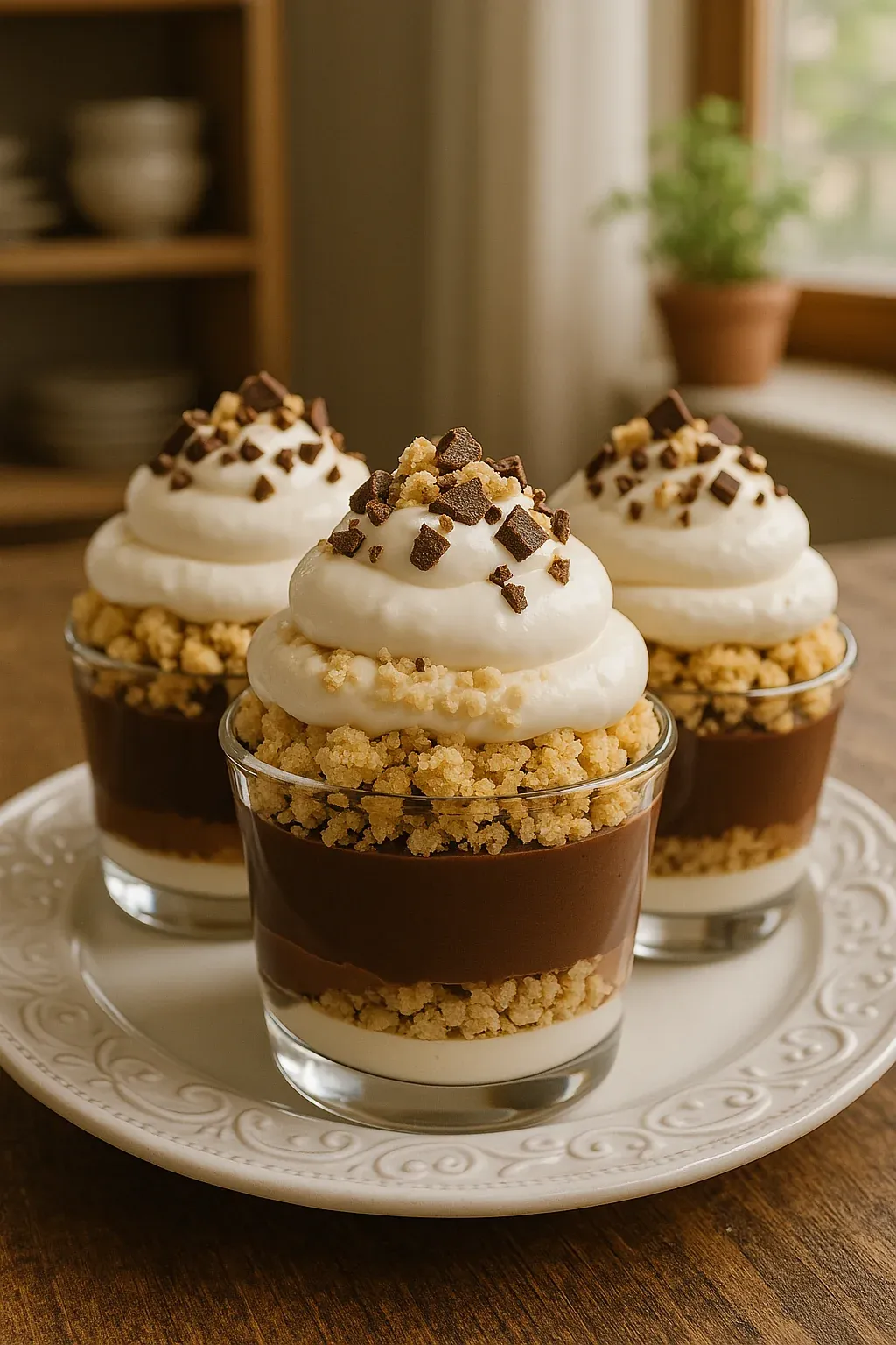 Three desserts on a plate.