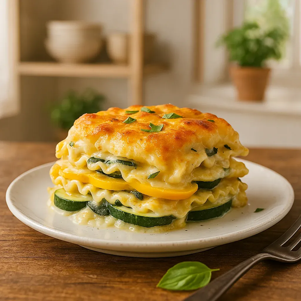 Layers of cheese and sliced zucchini.
