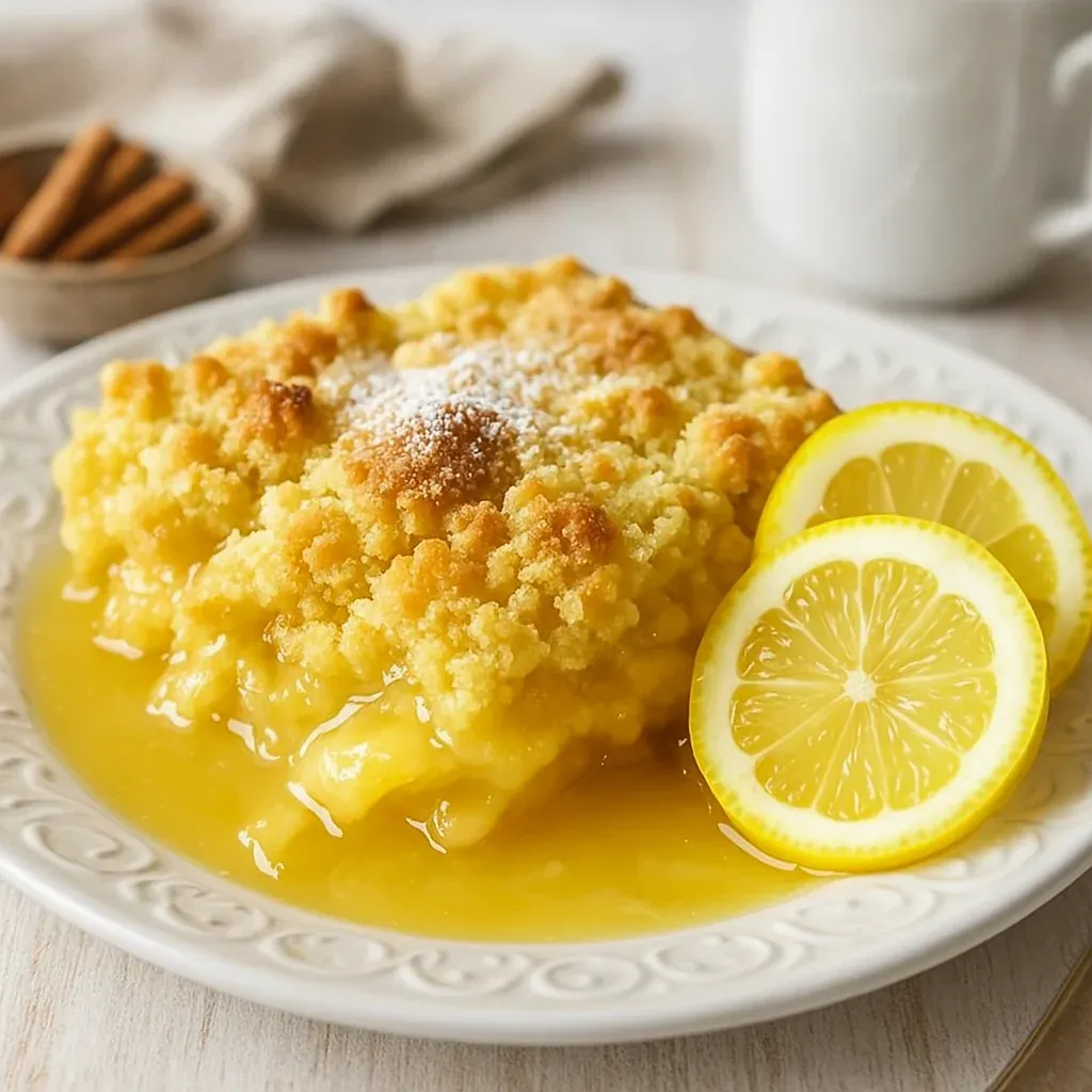 A plate of food with a lemon wedge on top.