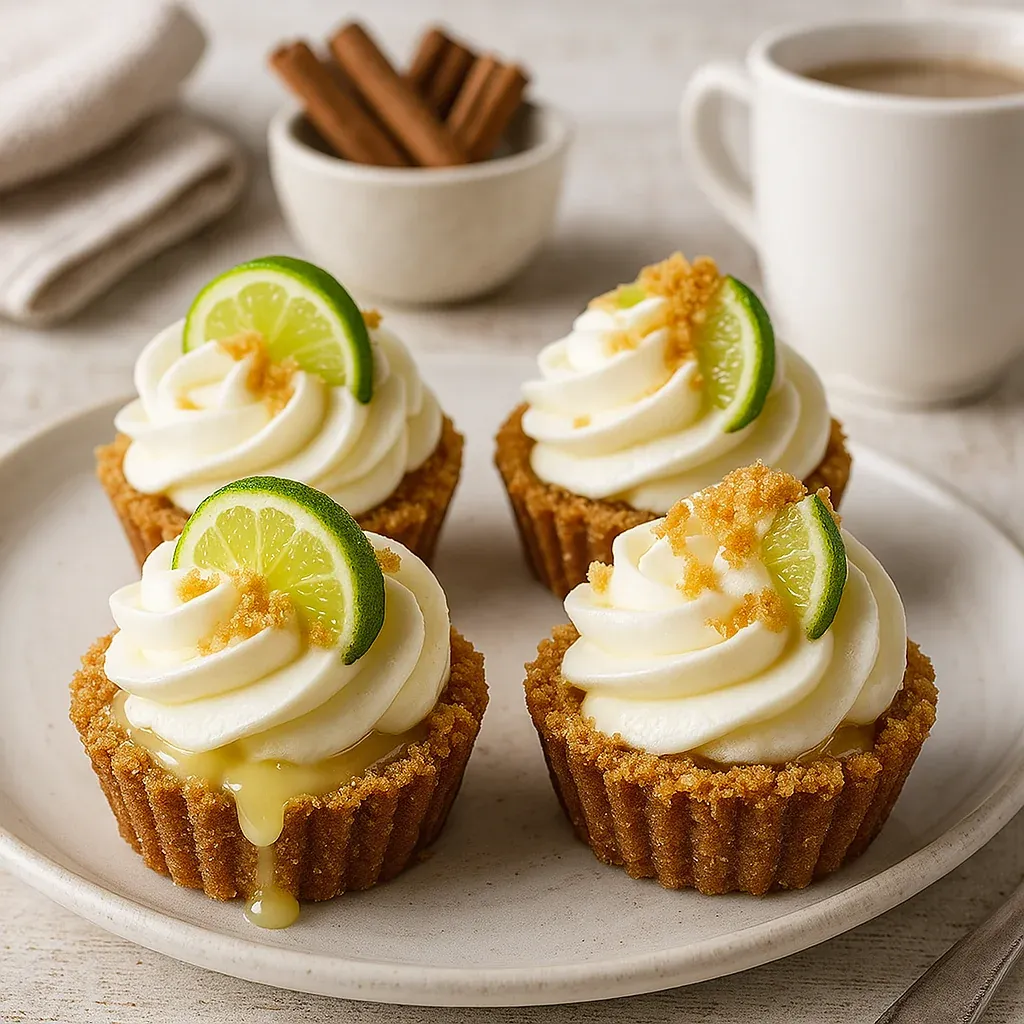 Two cupcakes with lime on top.