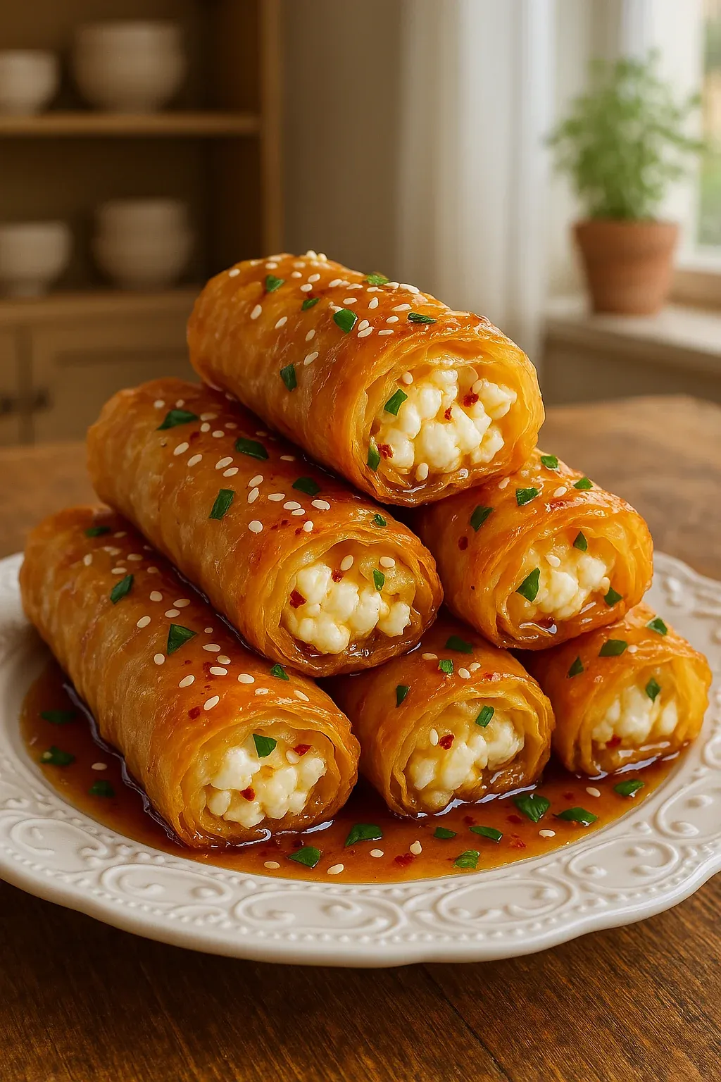 A stack of food on a plate.