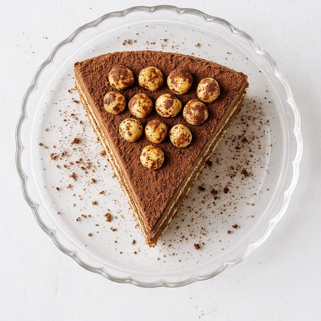 A slice of chocolate cake with chocolate chips.
