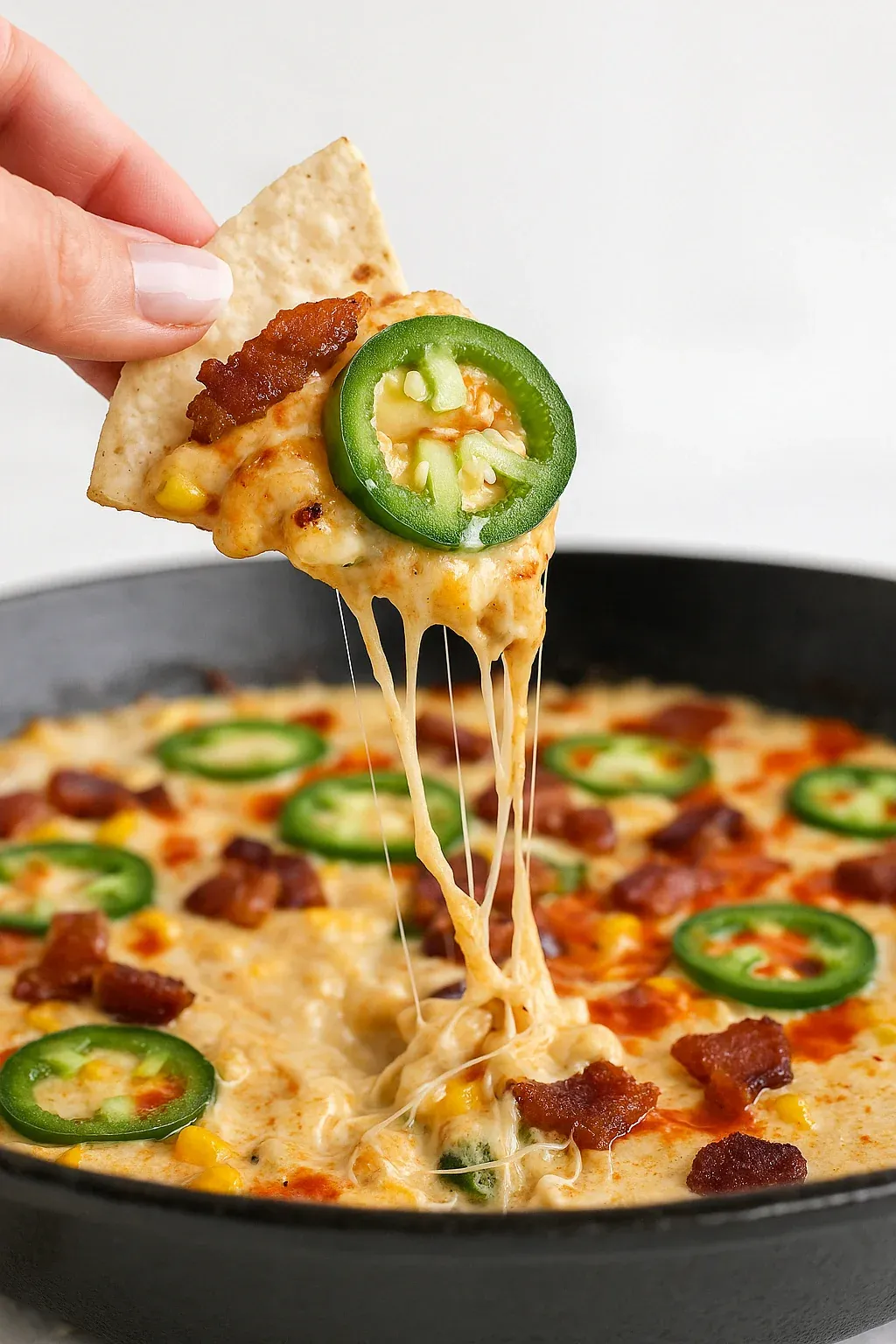 A slice of pizza with cheese and jalapenos.