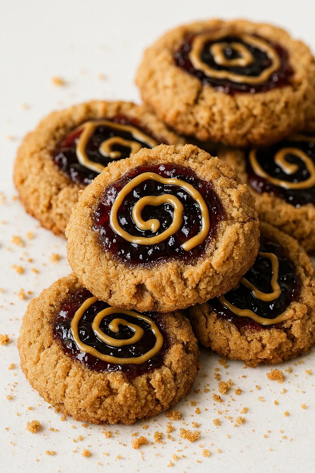A stack of cookies with a swirl design.