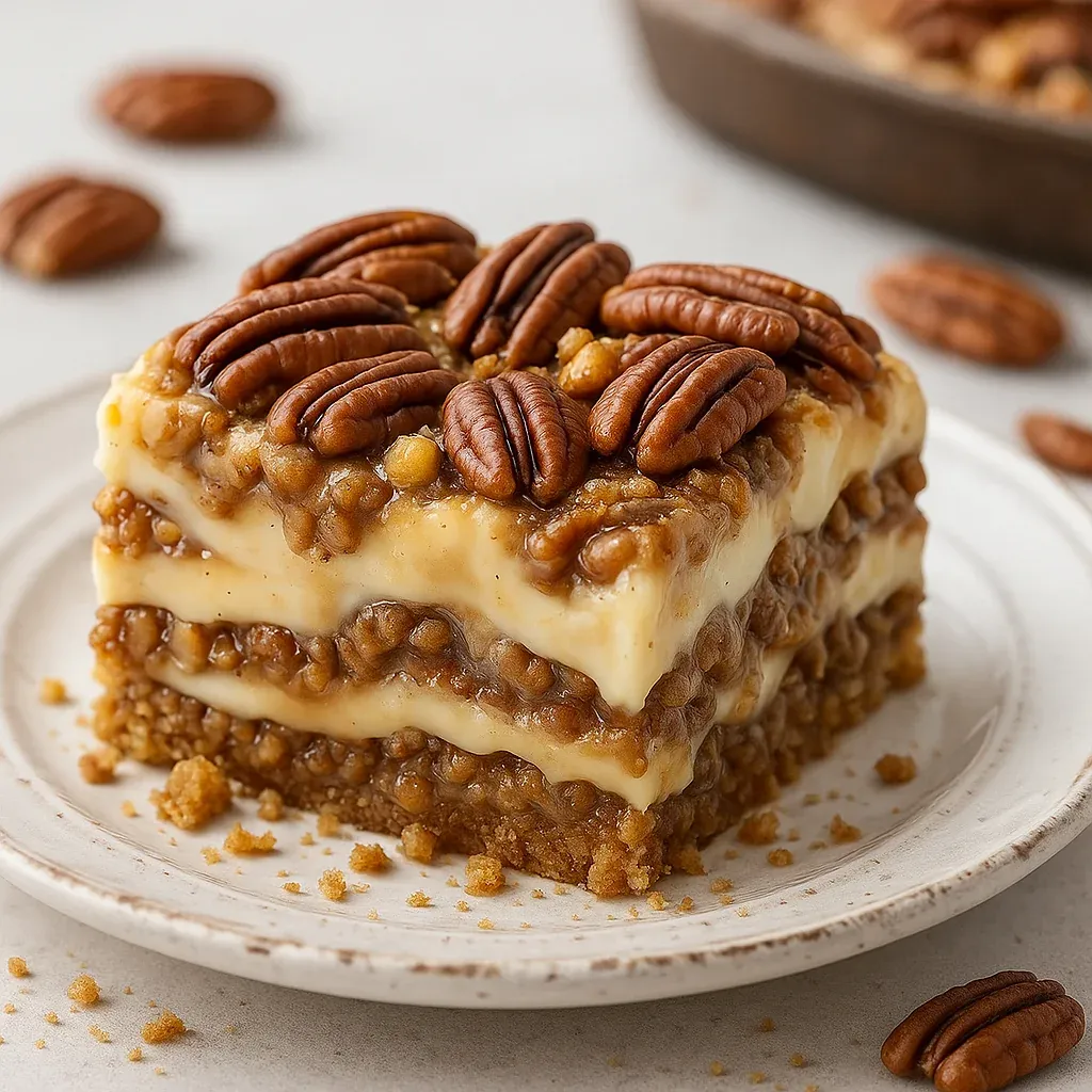 A slice of pecan pie on a plate.