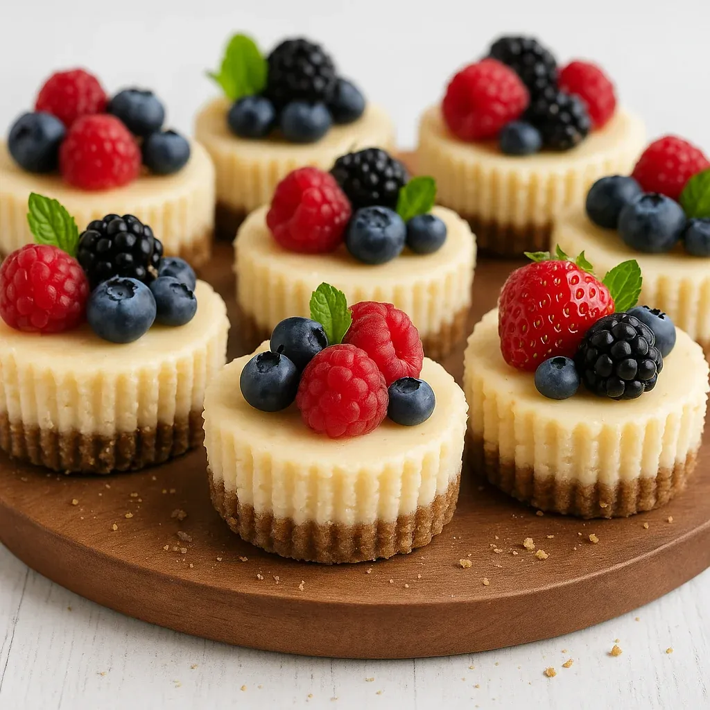 Dessert plate with cream and berries.