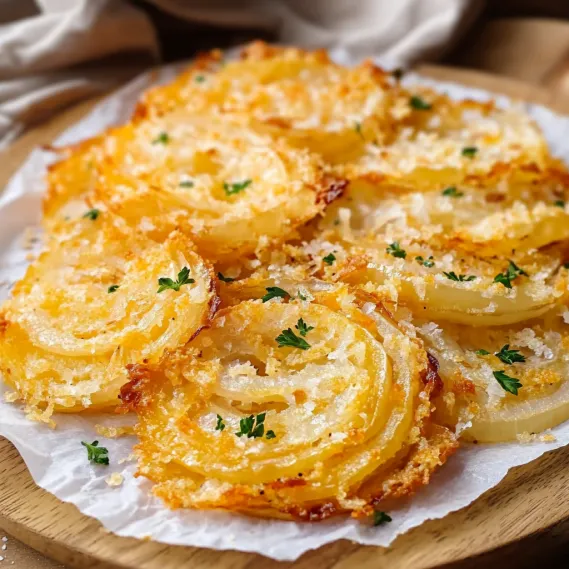 Plate of baked onions with melted cheese.