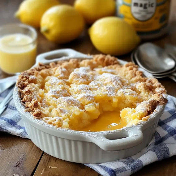 A delicious lemon cobbler served fresh in a bowl.