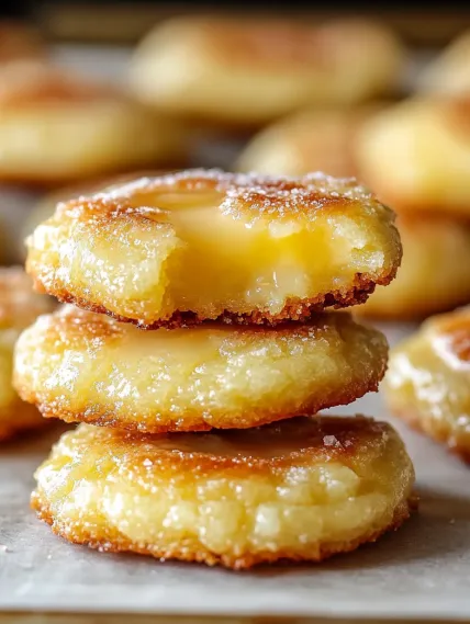 A stack of pastries with powdered sugar on top.