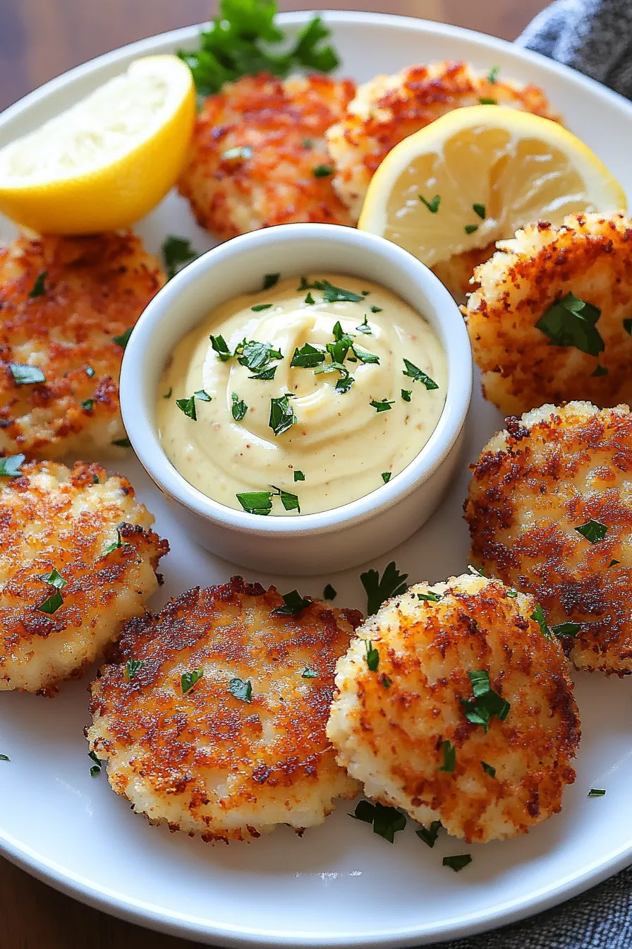 Close-up Shrimp Cakes with Lemon Aioli