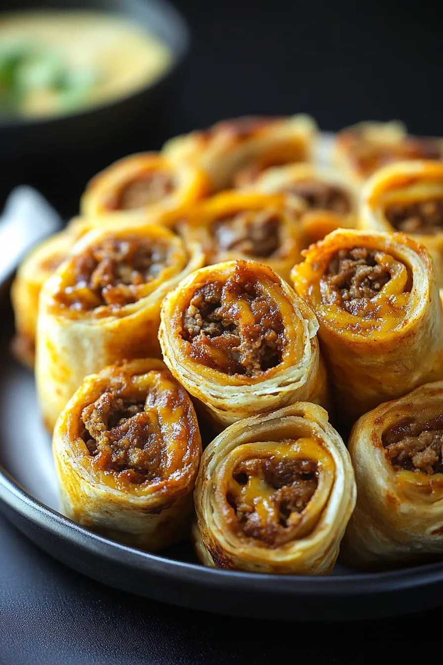 Close-up of a Cheesy Taco Pinwheels
