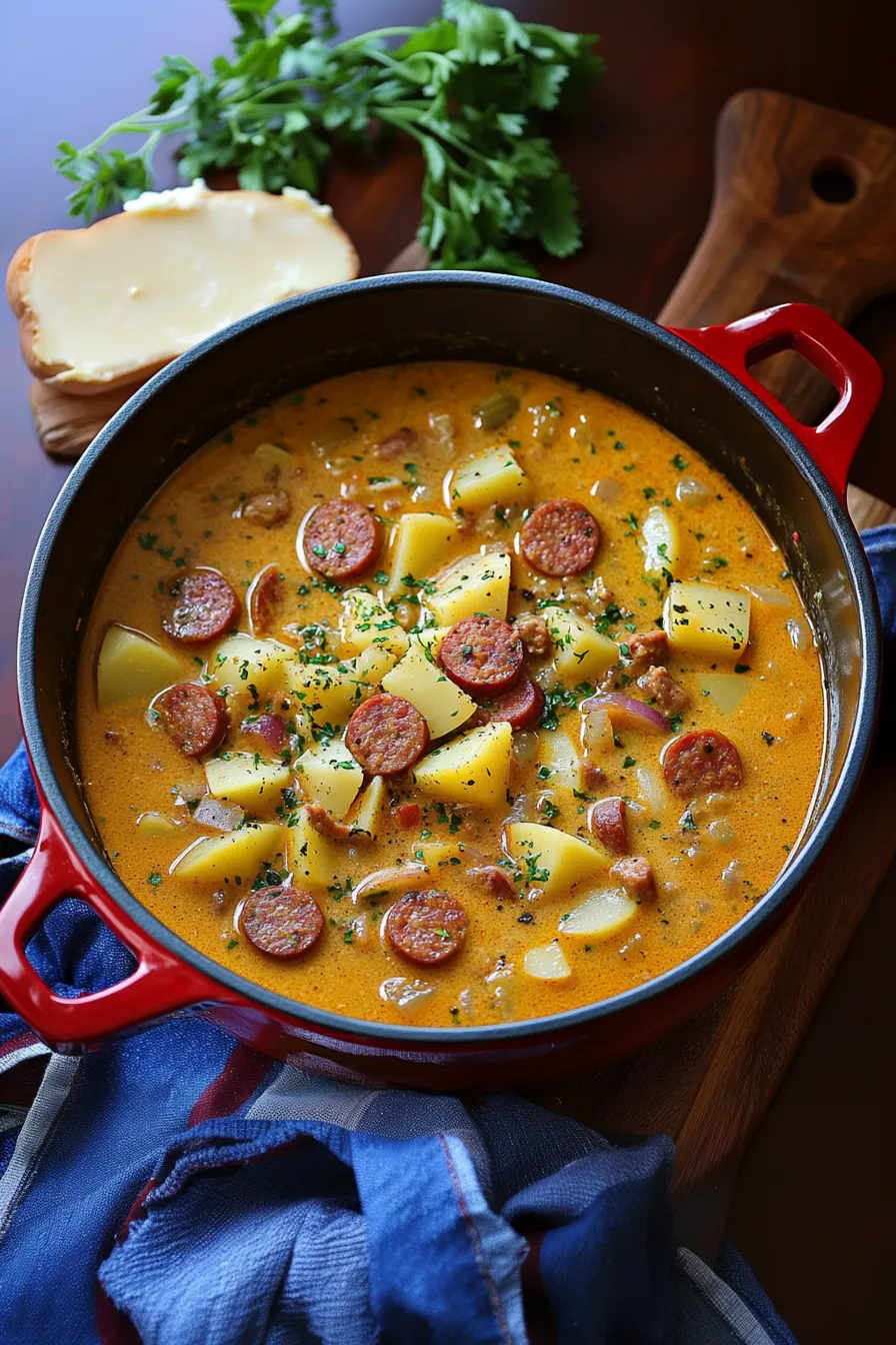 large pot of a Cajun Potato Soup