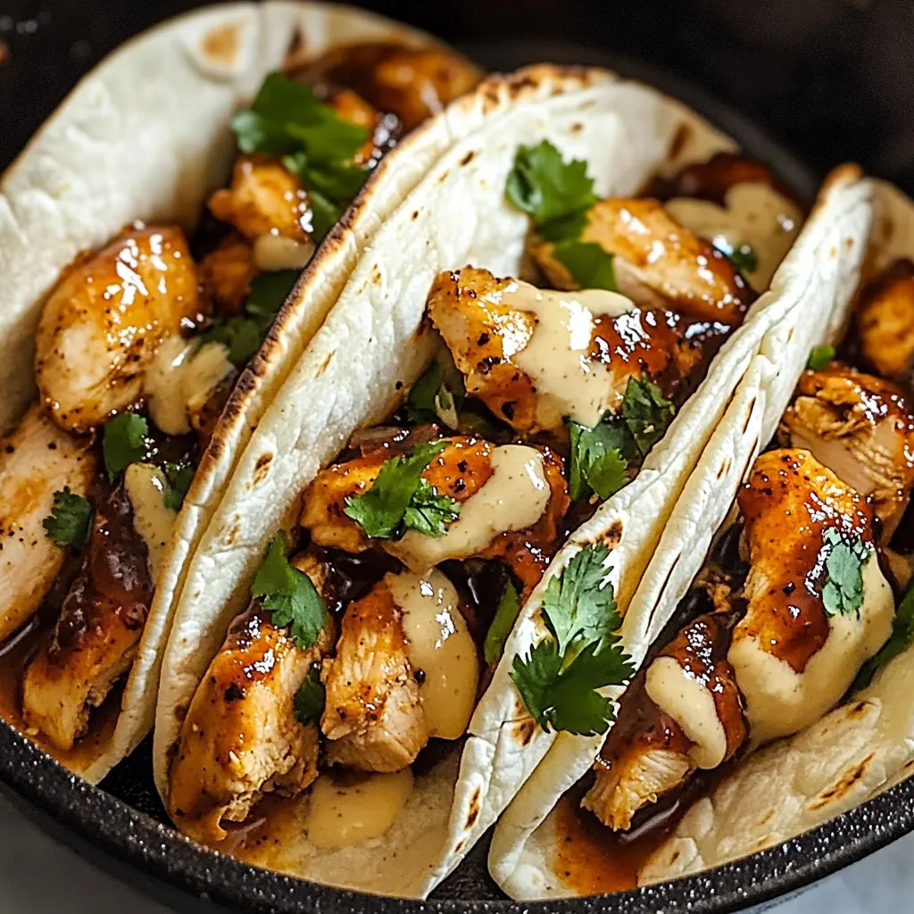 Garlic Butter Honey BBQ Chicken Tacos