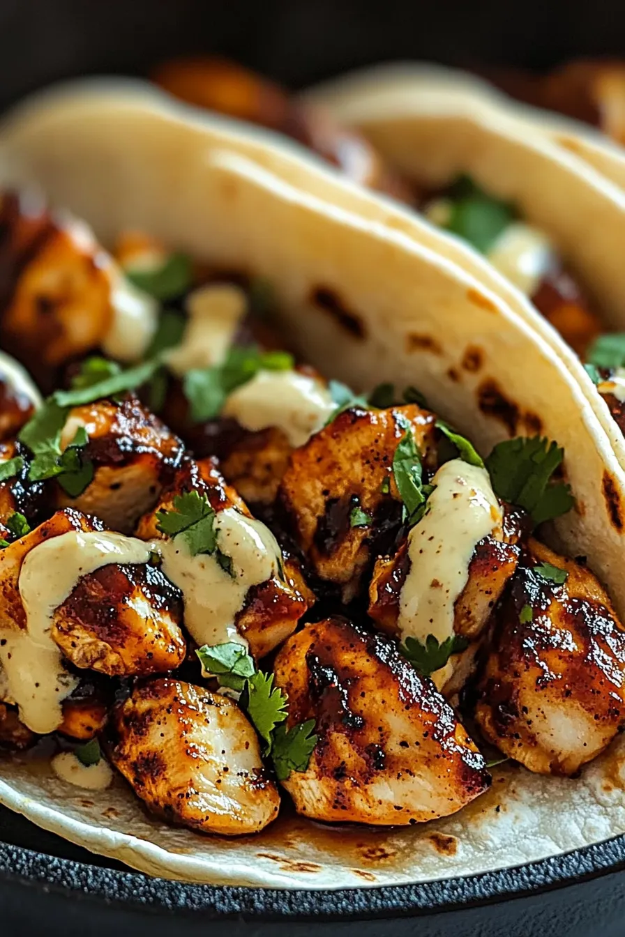 Garlic Butter Honey BBQ Chicken Tacos